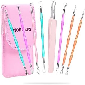 Pimple Popper Tool Kit, MORGLES 14-Heads Professional Stainless Acne Zit Popper Extraction Tools for Facial Nose with Leather Case