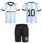 Soccer Jerseys for Kids #10 Argentina Youth Soccer Jersey Football Kit Outfits for Child Boys & Girls(CNCA-at,12Y)