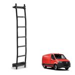 Rhino Black Van Ladder for the Mercedes Sprinter (2018+) [Note: Only Suitable for Standard Roof Models] Heavy Duty Anti-slip Steps (With Fixing Kit)