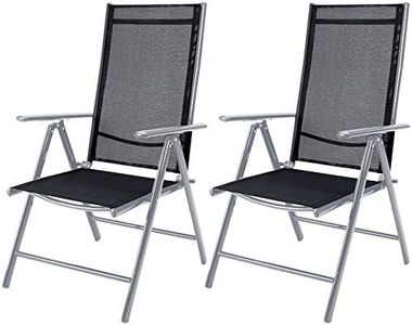 CASARIA® 2X Sillas de Jardín Respaldo Alto Plegables Livianas Aluminio Reclinables Carga 120Kg 8 Posiciones