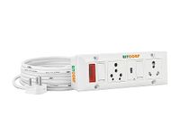 Bitcorp USB Extension Board Heavy Duty Box 15A 16A 20A with Thermal Protection 2 Way Socket 2 Switch (2000) Load Capacity Surge Protection with 5 Meter Long Cable Cord Wall Mount (White)