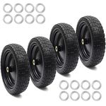 (4-Pack) 13‘’ Tire for Gorilla Cart - Solid Polyurethane Flat-Free Tire and Wheel Assemblies - 3.15” Wide Tires with 0.63” Axle Borehole and 2.1” Hub