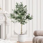 YOLEO 4FT Artificial Olive Tree, Faux Olive Silk Tree Indoor, Lifelike Fake Plant for Living Room Bedroom Balcony Corner Office Decor (Style 5)