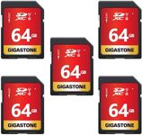 Gigastone 64GB 5-Pack SD Card UHS-I U1 Class 10 SDXC Memory Card High Speed Full HD Video Canon Nikon Sony Pentax Kodak Olympus Panasonic Digital Camera, with 5 Mini Cases