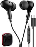 USB C Headphone for Samsung S23 FE S21 S22 A53 Wired Earbuds Magnetic in-Ear Type C Earphone with Microphone Volume Control Bass Noise Canceling for iPad 10 Pro Galaxy S20 Google Pixel 6 6a 7 (Black)