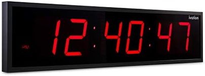 Ivation Huge Large Big Oversized Digital LED Clock - Shelf or Wall Mount (30 Inch - Red) | 6-Level Brightness, Mounting Holes & Hardware