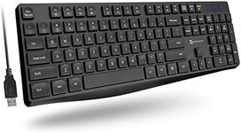 X9 Performance Wired Keyboard - Ultra Slim Full Size Ergonomic Computer Keyboard - Basic USB Keyboard for PC Desktop, Laptop with 5ft Corded Wire, 104 Quiet Keys, 14 Shortcuts, and Kickstand