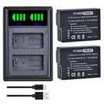 PowerTrust 2Pcs DMW-BLC12 DMW BLC12E Battery and Charger for Panasonic Lumix DC-G95 /DC-G90 DMC-FZ2500 DMC-FZ1000 FZ1000 II DMC-GH2 FZ300 FZ200 G85 G5 G6 G7 GX8 G85