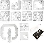 YICBOR 11pcs Quilting Template Series 5 + 1pcs Quilting Frame+ 9pcs Clear Quilting Embroidery Free Motion Echo Presser Foot Set