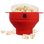 MMUGOOLER Original Microwave Popcorn Popper Silicone Popcorn Maker, Collapsible Bowl with Lid, Without BPA and Dishwasher Safe, Quick & Easy(Red)