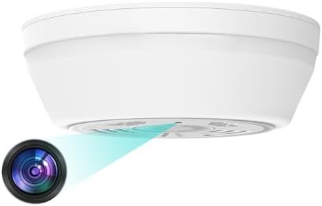 Dummy Smoke Detector 32Gb Included WiFi Motion Detection Surveillance Camera Night Vision w. 180 Days Standby Battery & Magnetic Pads Recessed Light Trim Installation Tool (Side View)