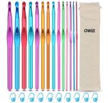 OWill 24 Pieces Crochet Hook, High Quality Coloured Aluminium Crochet Needles, Aluminium with Crochet Hook Set, 14 Sizes Crochet Kits Suitable for Beginners Adults