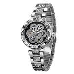 Forsining Women's Stylish Analogue Dial Automatic Skeleton Watch with Stainless Steel Bracelet