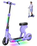 ECOROAD Kids Electric Scooter EK8, 2-in-1 Kick Scooter with Seat, Bluetooth Music, 200W Motor & 15 KM Range, Up to 16 KM/H, Dual Brake System, Foldable & Adjustable Height for Ages 6-12