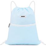 Drawstring Backpack String Bag Sackpack Cinch Water Resistant Nylon for Gym Shopping Sport Yoga by WANDF (Light Blue)