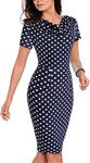 VELJIE Womens Cowl Neck Printed Wear to Work Party Cocktail Dresses, Polka Dots, 12