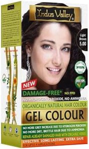 Indus Valley Natural Organic Damage Free Gel Hair Color | Ammonia Free, Vegan & Cruelty Free | Up to 100% Gray Coverage, Long Lasting Results | Light Brown 5.0 (20gram+200ml)
