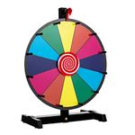 Maxmass 12"/15" Color Prize Wheel, Fortune Spinning Game with 10/12 Slots, Dry Erase Marker and Eraser, Tabletop Rotating Arrows Math Spinner for Trade Shows Parties Carnival (15")