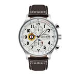 AVI-8 Mens 42mm Hawker Hurricane Classic Chronograph Classic White Japanese Quartz Pilot Watch with Leather Strap AV-4011-01