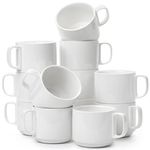 BTaT- Stackable Coffee Mugs, White, 12 Pack, 12 Oz (350 ml), Porcelain Coffee Mugs, Stackable Mugs, Stacking Mugs, Coffee Cup Stacking Set, Stacking Coffee Mugs, White Coffee Mugs, Ceramic Coffee Cups