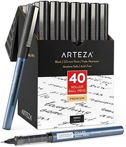 ARTEZA Rollerball Pens Fine Point, Set of 40 Black Liquid Ink, Extra Fine 0.5 mm Needle Tip Pen, Make Precise Lines