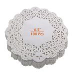 Lace Doilies Paper,100 PCS Round Paper Doilies Decorative White Cake Packaging Paper Pad Disposable Paper Mats Coasters for Desserts Cookies Baked Goods Weddings Birthday Party Tableware 6.5”