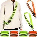 2 Pcs Reflective Sash with 4 Bands Adjustable Visibility Belt Safety Strap, Band for Wrist Arm Ankle Leg Substitute for Reflective Vest Reflective Running Gear (Fluorescent Green, Fluorescent Orange)