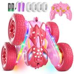 Remote Control Car for Girls, New Pink RC Cars Stunt RC Car Girl Toys for Girls Double-Sided 360° Rotating with Headlights 4WD Kid Toys Girls for Birthday Gifts (Pink)