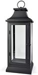 Serene Spaces Living 20" Tall Black Hurricane Lanterns with Clear Glass Panels, Perfect for Home Decor, Parties & Events, Table Top Or Hanging Lantern for Indoor & Outdoor