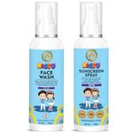 Mom & World Kidsy Face Wash Tear Free, 120ml + Kids Sunscreen Spray SPF 50