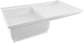 RecPro RV Combo Shower Pan 35" x 21" Corner Drain | White | Toilet Mount