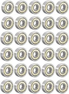 30 pcs 608 ZZ Ball Bearings(8x22x7),Metal Double Shielded Miniature Deep Groove Skateboard Ball Bearings for 3D Printer Wheel, Roller Skates, Inline Skates, Scooters etc