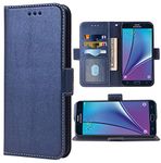 Phone Case for Samsung Galaxy Note 5 Folio Flip Wallet Case,PU Leather Credit Card Holder Slots Heavy Duty Full Body Protection Kickstand Protective Phone Cover for Glaxay Not Note5 SM Dark Blue