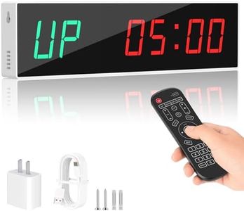 Dienmern Large Digital Gym Timer – Remote Control Gym Clock Wall with 9 Custom Modes Countdown/UP/Stopwatch/Interval, Workout Timer for Home Garage/Boxing/Outdoor Sport