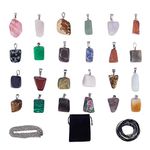 SUNNYCLUE 48Pcs 24 Sets Mixed Irregular Shape Healing Gemstone Chakra Beads Crystal Stone Charms Pendants Leather Cord Necklace Cross Chains & Storage Bag for Beginners Necklace Jewellery Making