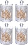 Armastuse Cotton swab bottle,4 Pac 10 oz Storage Canister Clear Plastic Acrylic Jar,Bathroom Accessories Set,Clear Plastic Jar Set, For Cotton Swab,Ball,Pads,Floss,Etc