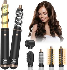 HyAdierTech Cepillo Secador de Pelo 5 en 1, 1000W Cepillo de Aire Caliente, 110,000 RPM Secador Moldeador, Iones Negativos Rizador, Desmontable, 3 Temperaturas, 5 Accesorios, para Seca, Alisa, Volumen