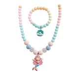 El Regalo 2 PCs Kids Girls Colorful Necklace & Bracelet Jewelry Sets - Kids Candy Color Mermaid Pearl Shells Necklace & Bracelets Sets for Girls Kids & Toddlers (Mermaid Oster Jewelry Set)