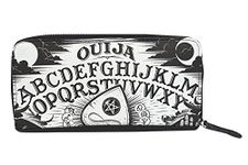 Liquor Brand Black Magic Ouija Board and Planchette Zip Around Clutch Wallet, black, Zippered Wallet