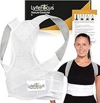 LyfeFocus S1 Premium Invisible Breathable Back Posture Corrector for Men & Women - Upper Back Support Brace & Straightener - Effective Posture Correction for Neck, Shoulder & Back Pain (White, Medium)