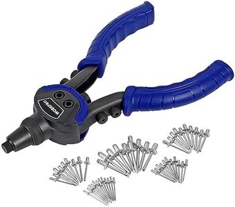 WORKPRO Rivet Gun Set 5-in-1, 10-Inch Pop Riveter with 5 Sizes Interchangeable Nozzle 2.4mm 3.2mm 4mm 4.8mm 6.4mm, Heavy Duty Hand Riveter with 100-Piece Rivets