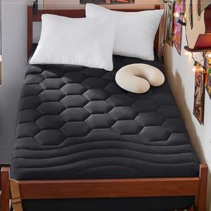 Bedsure Black Twin XL Mattress Pad - Soft Mattress Topper for College Dorm Room Essentials, Extra Long Twin Bed Cover Protector with 8-21 Inches Deep Pocket, Washable, Black, 39x80 Inches