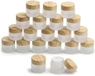 20 Pcs Refillable Glass Cosmetic Containers with Wood Grain Lids, 10 Gram Makeup Sample Jars Leak Proof Cream Jars