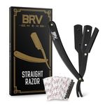 Straight Razor - Straight Edge Razor - Stainless Steel - Shavette - Barber Razor - Mens Shaving Knife - Straight Razor Kit - For Men and Women - Black