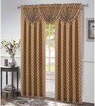 PREMIUS Robin Jacquard Rod Pocket Window Panel and Valance Treatments, Geometrical Pattern with Topping Curtain Drape Set for Home Space All Sold Separately (Taupe, Panel - 54"X84" Inches)