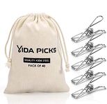 Stainless Steel Clothespins Laundry Clips-40 Pack Bulk Clothes Pins with Heavy Duty, Metal Durable Clothes Pegs Multi-purpose for Outdoor Clothesline Home Kitchen Travel Office Decor (Silver)