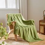 NEWCOSPLAY Super Soft Throw Blanket Green Premium Silky Flannel Fleece Leaves Pattern Lightweight Bed Blanket All Season Use (Green, Throw(50"x60"))