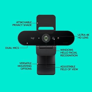 Logitech Brio 4K Webcam – Ultra HD Video, USB, Auto Light Correction
