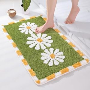 Roseate Blossom Super Soft Anti-Skid (40x60 cm) Super Absorbent Mats Microfiber 2000 GSM Mat for Bathroom/Kitchen/Door Mats for Home/Floor Mat (Green) Pack of 1