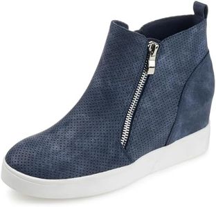 Journee Collection Womens Pennelope Zipper Round Toe Booties Blue 8 Wide (C,D,W)